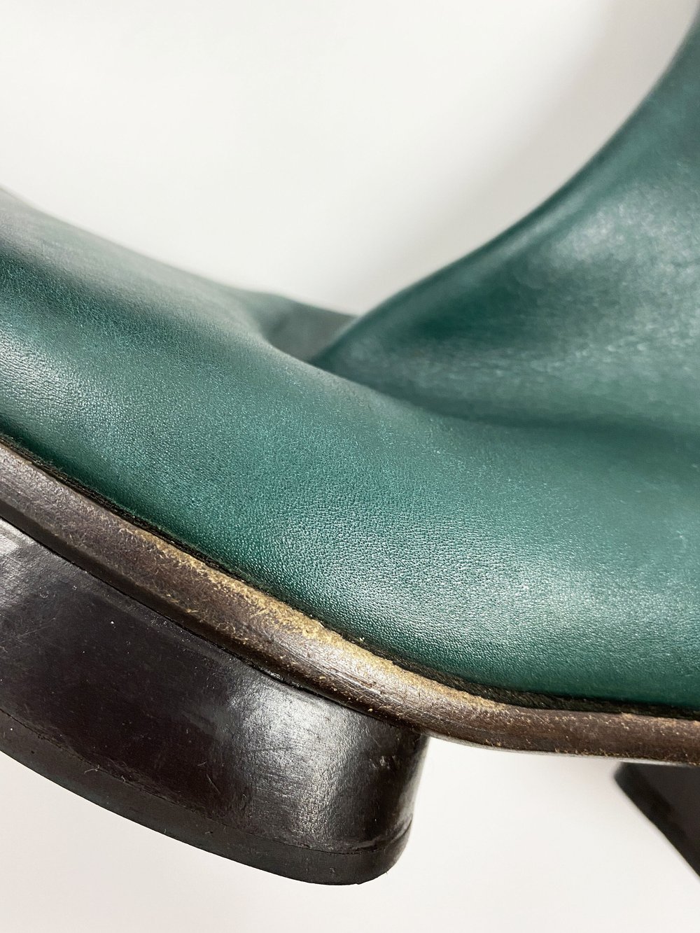 Prada S/S 1999 split platform green logo boots — JAMES VELORIA